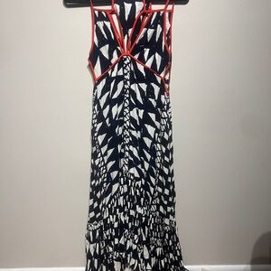Free People Black and White Maxi Dress with Red Accents